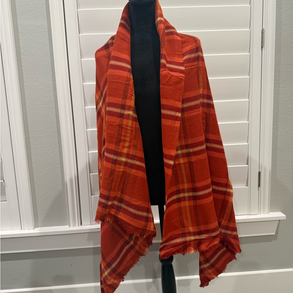 Banana Republic Red and Orange Plaid Scarf